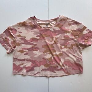 Old Navy Active Pink Camo Short‎ Sleeve Crop Top Girls XXL 18